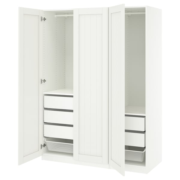 PAX / GULLABERG Kombinasi almari pakaian, putih/putih, 150x60x201 cm
