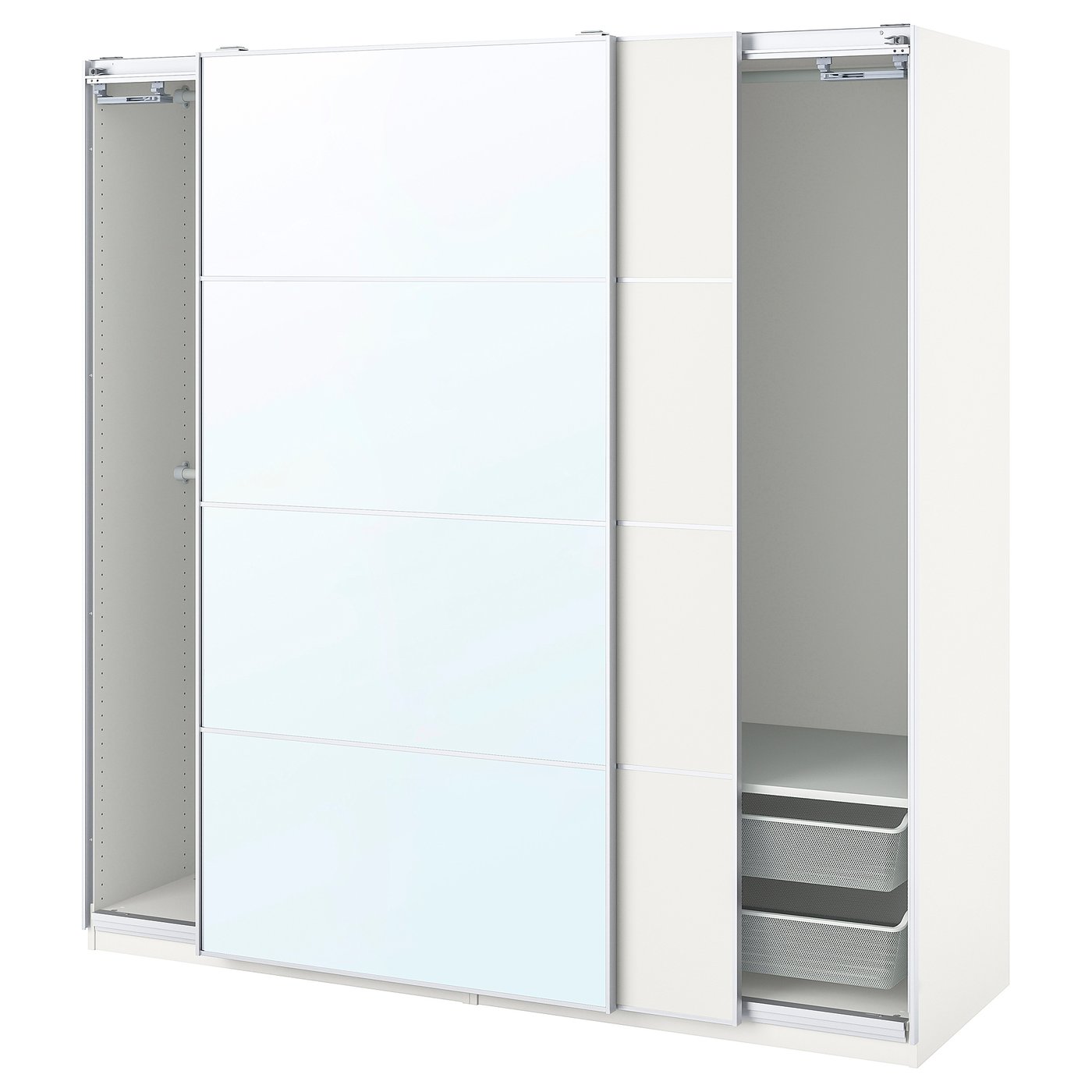 Pax Mehamn Auli Kombinasi Almari Pakaian Putih Kaca Cermin 200x66x201 Cm Ikea