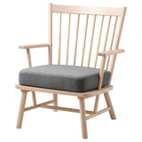 PERSBOL Kerusi berlengan, birch/Tibbleby kuning air/kelabu
