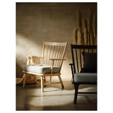 PERSBOL Kerusi berlengan, birch/Tibbleby kuning air/kelabu