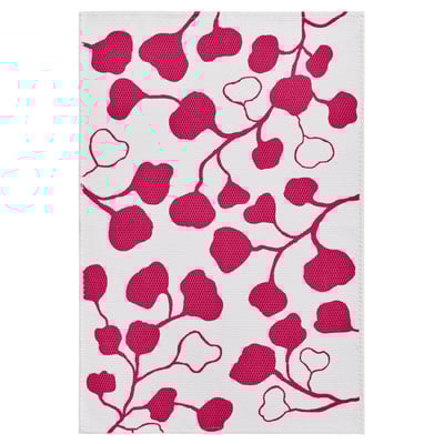 PERSIKOTRÄD Ambal, tenunan rata, merah jambu/corak daun, 60x90 cm