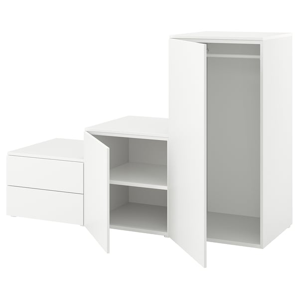 PLATSA Almari pakaian 2 pintu+2 laci, putih/Fonnes putih, 180x57x123 cm