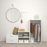 PLATSA Almari pakaian 2 pintu+2 laci, putih/Fonnes putih, 180x57x123 cm