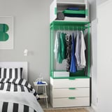 PLATSA Almari pakaian 2 pintu+3 laci, putih/Fonnes hijau, 80x42x221 cm