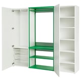 PLATSA Almari pakaian 2 pintu, putih Fonnes/hijau, 200x42x181 cm