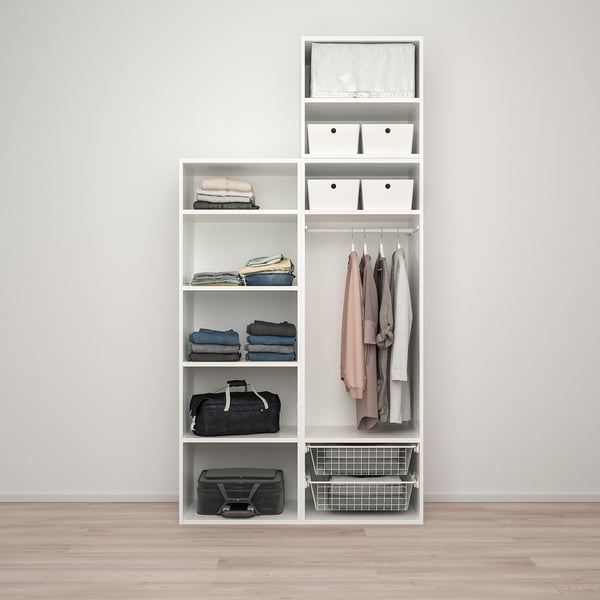 PLATSA Almari pakaian 2 pintu, putih/Fonnes putih, 120x57x251 cm