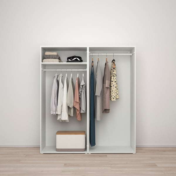 PLATSA Almari pakaian 4 pintu, putih/Fonnes putih, 160x57x181 cm