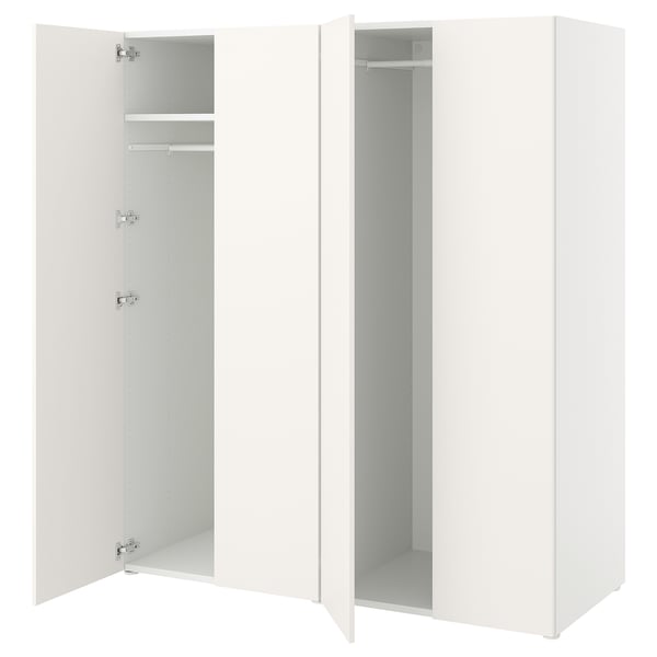 PLATSA Almari pakaian 4 pintu, putih/Fonnes putih, 160x57x181 cm