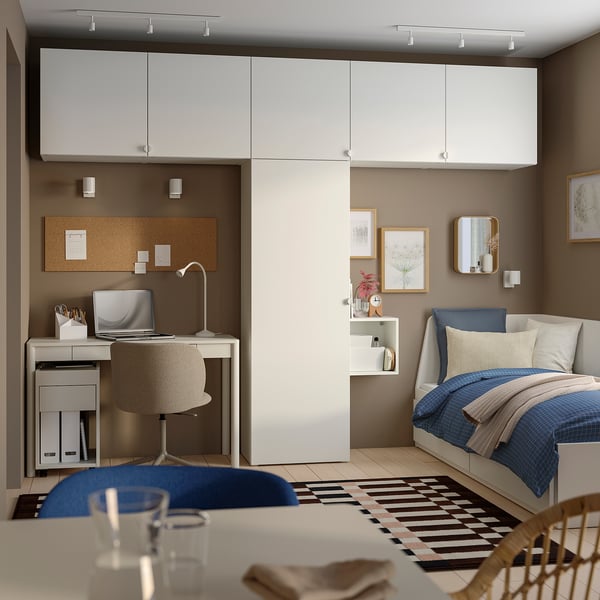 PLATSA Almari pakaian 6 pintu, putih Fonnes/putih, 300x42x241 cm