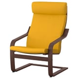 POÄNG Kerusi berlengan, coklat/Skiftebo kuning