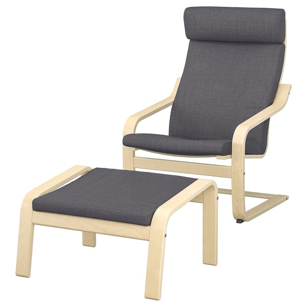 POÄNG Kerusi berlengan, tempat letak kaki