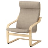 POÄNG Kerusi berlengan, venir kayu birch/Hillared kuning air