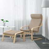 POÄNG Kerusi berlengan, venir kayu birch/Hillared kuning air
