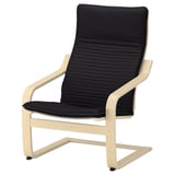POÄNG Kerusi berlengan, venir kayu birch/Knisa hitam