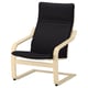 POÄNG Kerusi berlengan, venir kayu birch/Knisa hitam