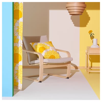 POÄNG Kusyen kerusi berlengan penyandar, Katorp warna semula jadi/kuning air