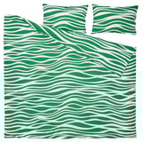 PORTLAKMÅLLA Sarung duvet dan 2 sarung bantal, hijau/putih, 200x200/50x80 cm