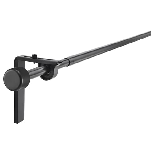 RÄCKA Kombinasi rod langsir, dengan pendakap dinding/siling/dengan hiasan atas hitam, 70-120 cm