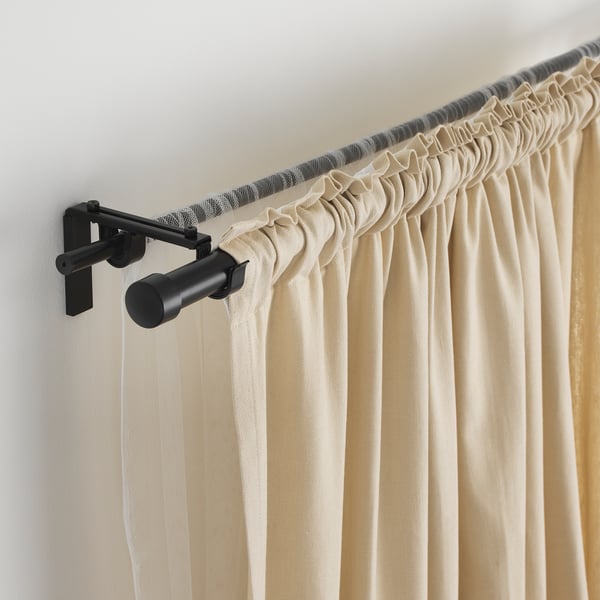 RÄCKA Rod langsir, hitam, 120-210 cm