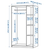 RAKKESTAD Almari pakaian 3 pintu, hitam coklat, 117x176 cm