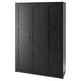 RAKKESTAD Almari pakaian 3 pintu, hitam coklat, 117x176 cm