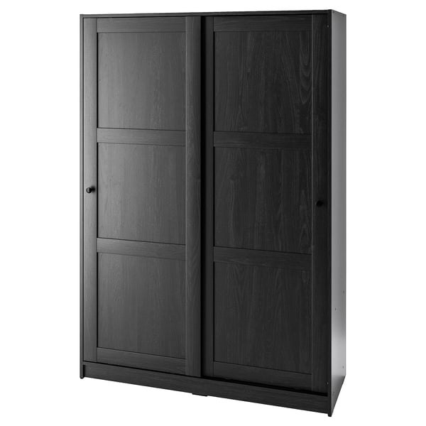 RAKKESTAD Almari pakaian berpintu gelangsar, hitam coklat, 117x176 cm