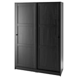 RAKKESTAD Almari pakaian berpintu gelangsar, hitam coklat, 117x176 cm