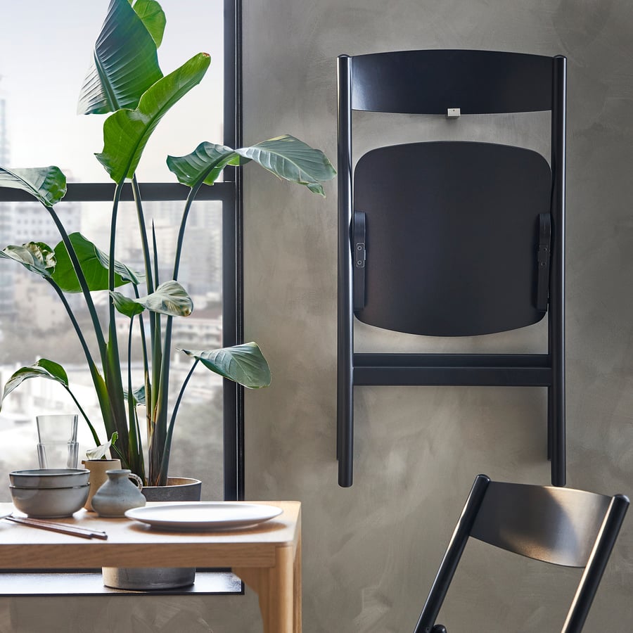 RÅVAROR Kerusi lipat, hitam IKEA