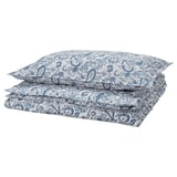 RODGERSIA Sarung duvet dan sarung bantal, biru/putih, 150x200/50x80 cm