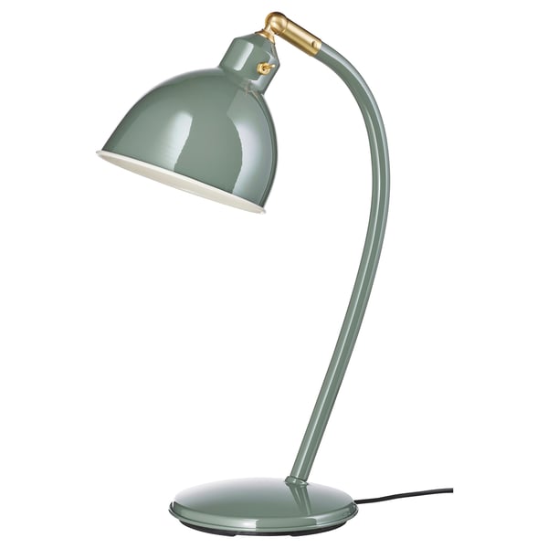 RÖDFLIK Lampu meja, kelabu-hijau