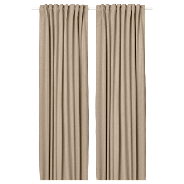 ROSENMANDEL Langsir penggelap bilik, 1 pasang, kuning kuning air/dengan pita tendas, 135x250 cm