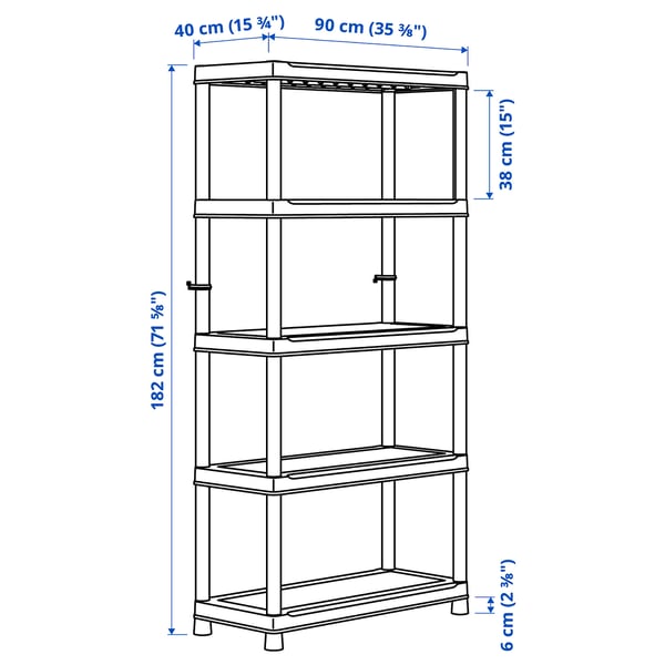 RUNMARÖ Unit rak, kelabu gelap dalam bangunan/luar rumah, 90x40x182 cm