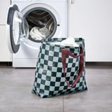 SÄCKKÄRRA Beg, hitam biru/kelabu muda firus corak berpetak, 18x45x45 cm/36 l