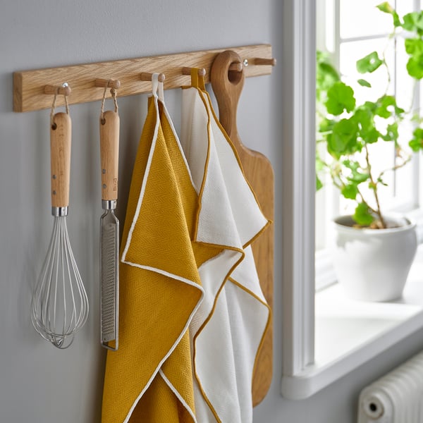 SANDABBORRE Pengesat pinggan mangkuk, putih/kuning gelap, 50x50 cm