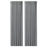 SANDSVINGEL Langsir, 1 pasang, kelabu/dengan pita tendas, 135x250 cm