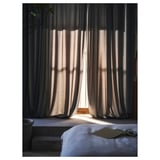 SANDSVINGEL Langsir, 1 pasang, kelabu/dengan pita tendas, 135x250 cm