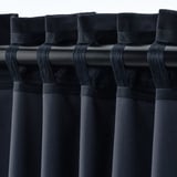 SANELA Langsir, 1 pasang, biru gelap/dengan pita tendas, 140x250 cm