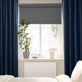 SANELA Langsir, 1 pasang, biru gelap/dengan pita tendas, 140x250 cm
