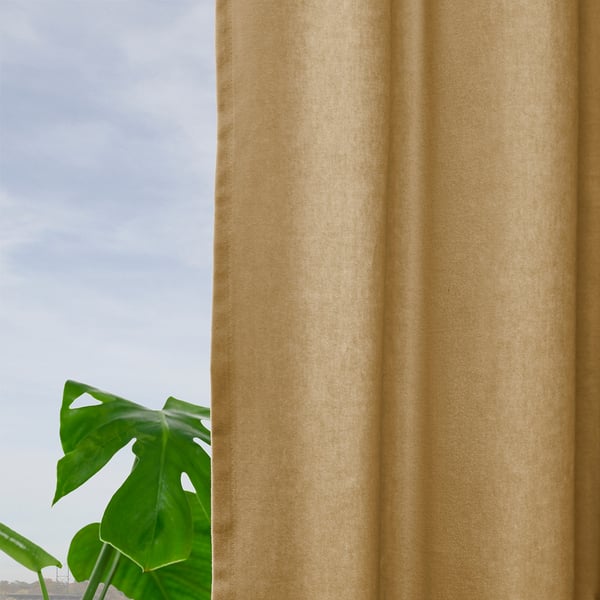 SANELA Langsir, 1 pasang, kuning air-kuning/dengan pita tendas, 140x250 cm