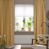 SANELA Langsir, 1 pasang, kuning air-kuning/dengan pita tendas, 140x250 cm