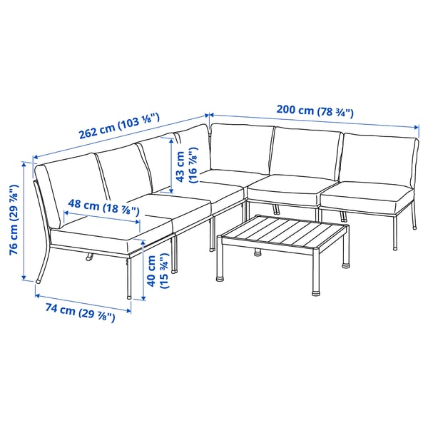 SEGERÖN Set perbualan 5 tempat duduk, luar, putih/kuning air/Frösön/Duvholmen kuning air