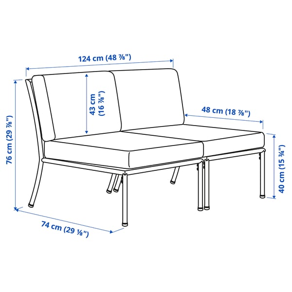 SEGERÖN Sofa 2 tempat duduk, luar rumah, putih/kuning air/Frösön/Duvholmen kuning air