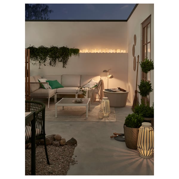 SEGERÖN Sofa penjuru 3 tempat duduk, luar rumah putih/kuning air/Frösön/Duvholmen kuning air