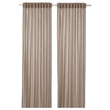 SILVERLÖNN Langsir nipis, 1 pasang, kuning air/dengan pita tendas, 145x250 cm