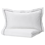 SILVERTISTEL Sarung duvet dan 2 sarung bantal, putih/kelabu gelap, 200x200/50x80 cm
