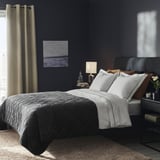SILVERTISTEL Sarung duvet dan sarung bantal, putih/kelabu gelap, 150x200/50x80 cm