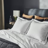 SILVERTISTEL Sarung duvet dan sarung bantal, putih/kelabu gelap, 150x200/50x80 cm