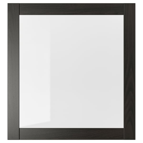 SINDVIK Pintu kaca, hitam coklat/kaca jernih, 60x64 cm