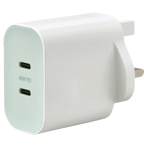 SJÖSS Pengecas USB 2 port 45W, pengecasan pantas