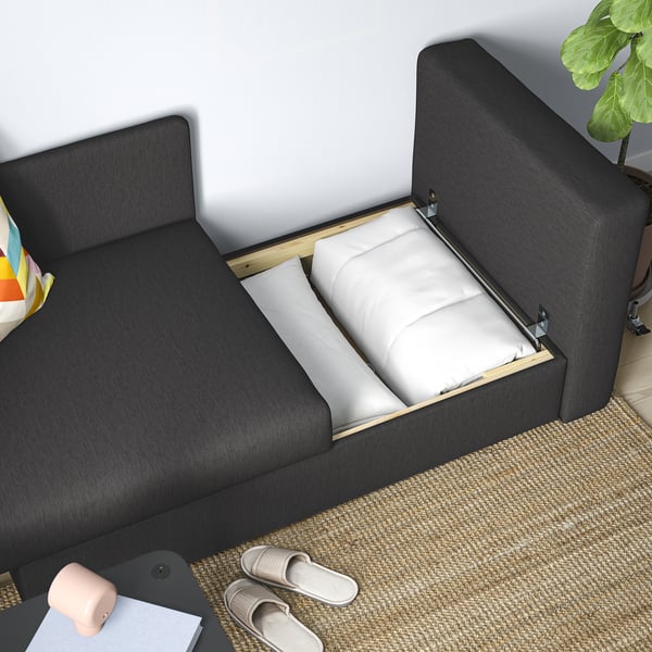 SKÖNABÄCK Sofa katil dua tempat duduk, Knisa kelabu gelap
